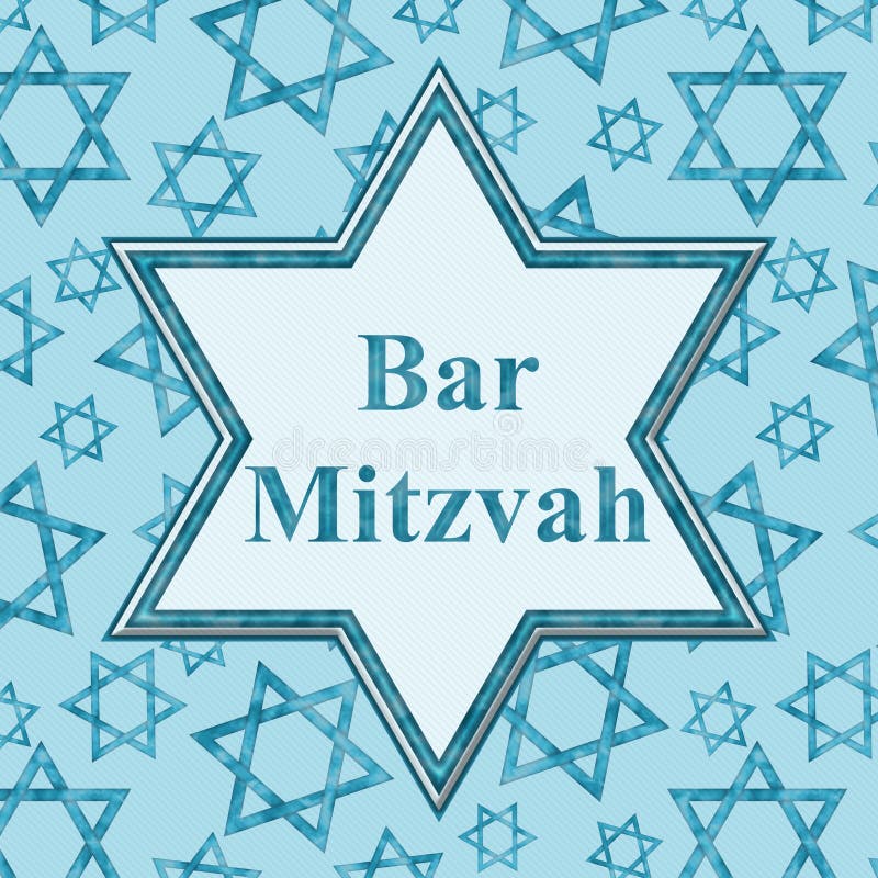 Bar Mitzvah message in an outline of Star of David with blue shield of David pattern. Bar Mitzvah message in an outline of Star of David with blue shield of David pattern