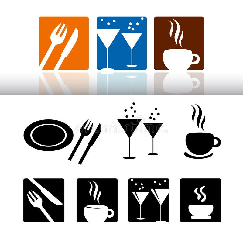 Bar & Restaurant Icon Set Stock Illustration Illustration of drink
