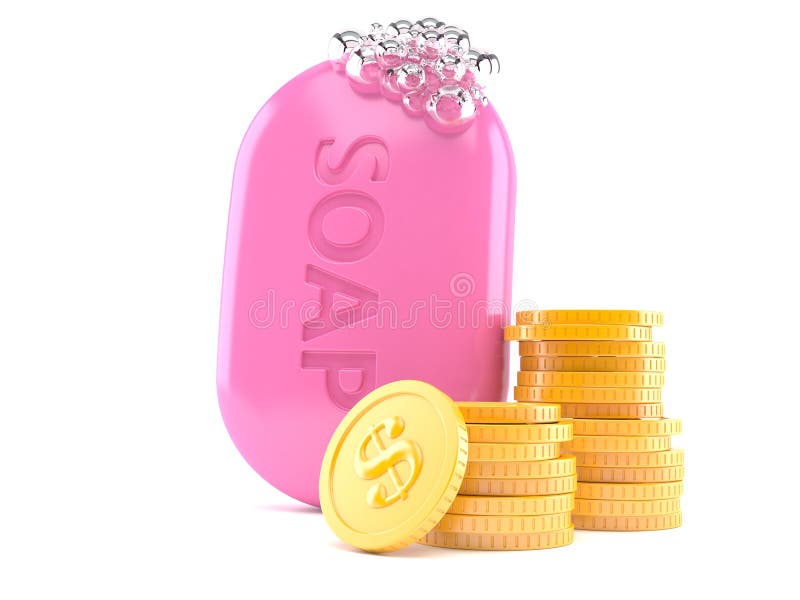 Bar of Soap with Stack of Coins Stock Illustration Illustration of