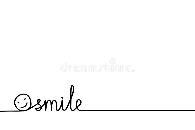 Just Smiling hand drawn word for possitive banner or poster with smile face on white, stock vector illustration, eps 10. Just Smiling hand drawn word for possitive banner or poster with smile face on white, stock vector illustration, eps 10