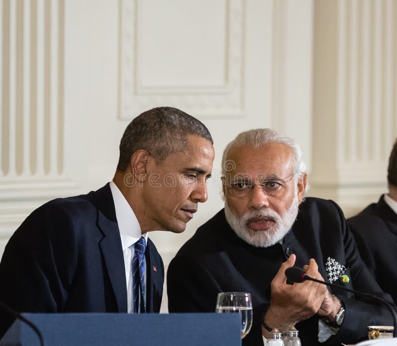 WASHINGTON D.C., USA - Mar 31, 2016: Nuclear Security Summit. United States President Barack Obama talks with Prime Minister of India Narendra Damodardas Modi. WASHINGTON D.C., USA - Mar 31, 2016: Nuclear Security Summit. United States President Barack Obama talks with Prime Minister of India Narendra Damodardas Modi