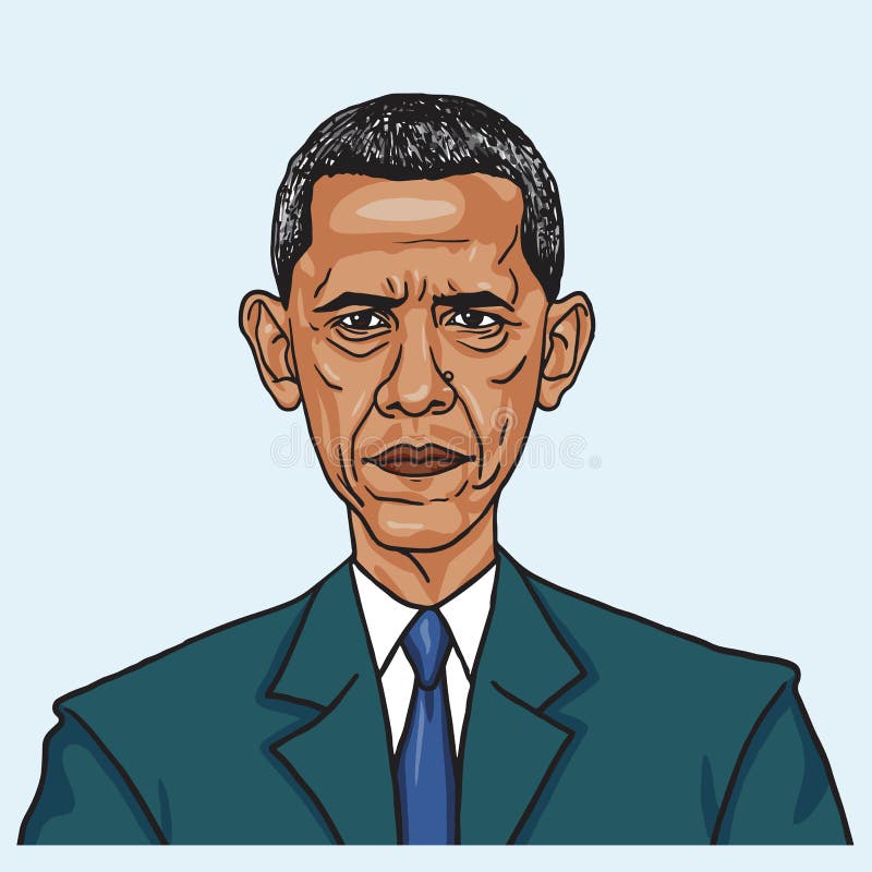 Barack Obama Vektorkarikatyrillustration Juni 28, 2017 stock illustrationer Barack Obama Vektorkarikatyrillustration Juni 28, 2017 stock illustrationer