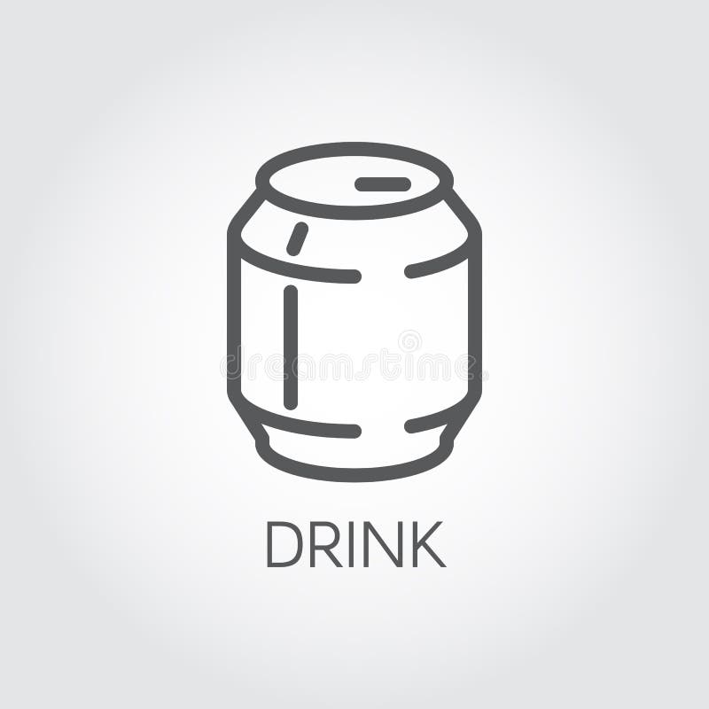Barattolo di latta con la linea icona Concetto astratto della bibita, della birra o della limonata Etichetta di alluminio del pac illustrazione di stock