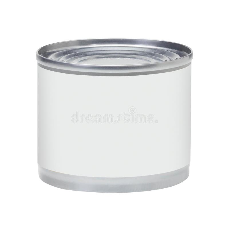 Barattolo di latta senza l'etichetta isolata su bianco fotografia stock libera da diritti Barattolo di latta senza l'etichetta isolata su bianco fotografia stock libera da diritti