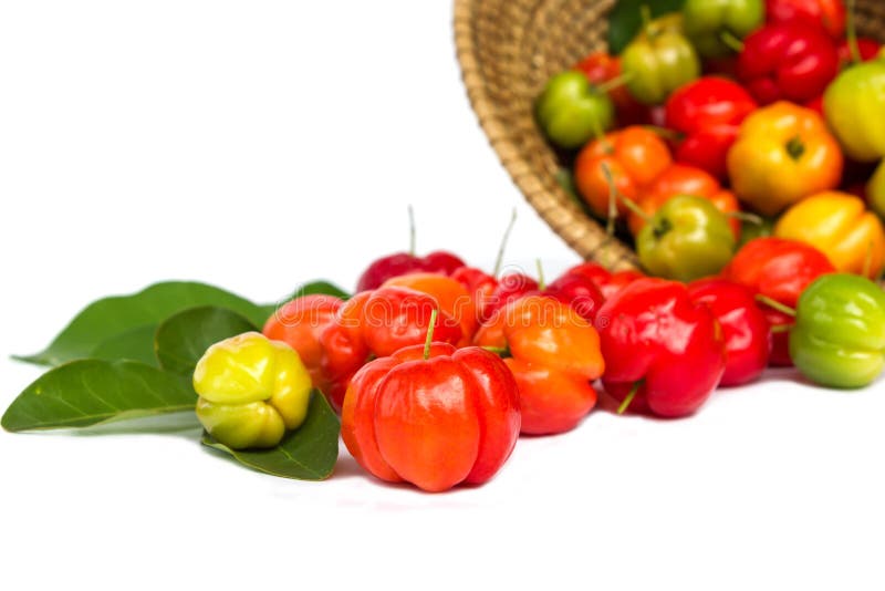 Barbados cherry with bamboo basket.