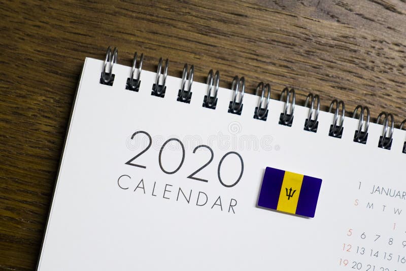 Barbados Flag on 2020 Calendar Stock Image - Image of agenda, plan