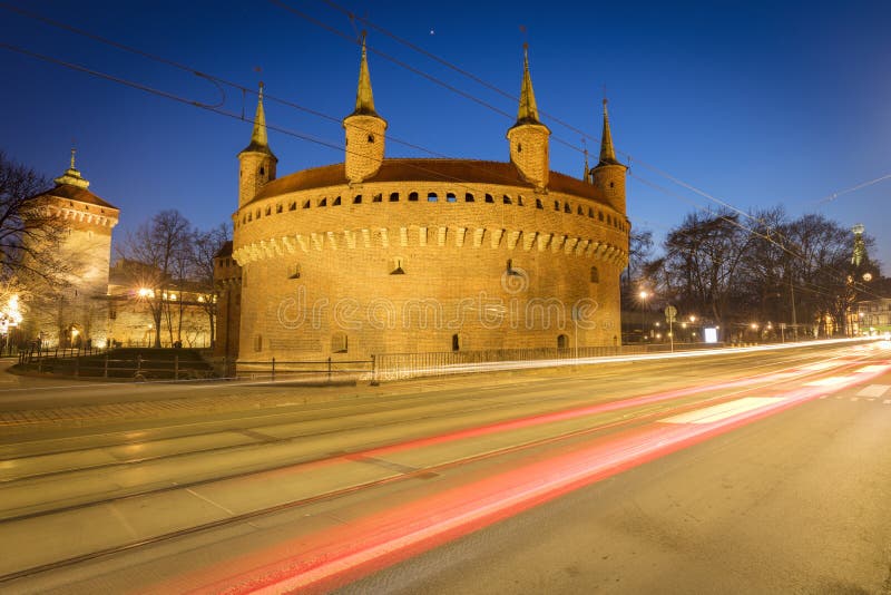 Barbakan and Florian Gate in Krakow. Krakow, Lesser Poland, Poland