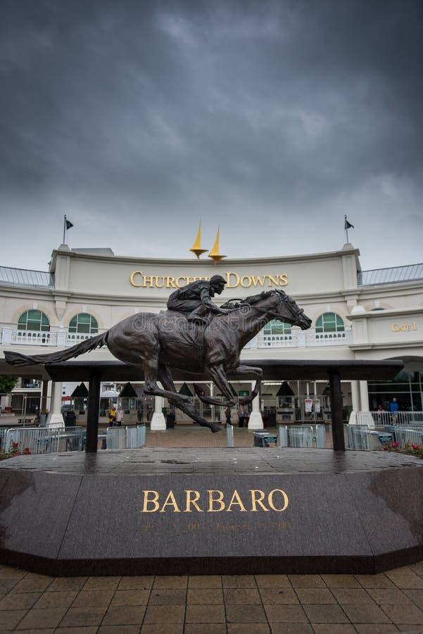Barbaro Statue at Entrance to Churchill Downs stock image Barbaro Statue at Entrance to Churchill Downs stock image