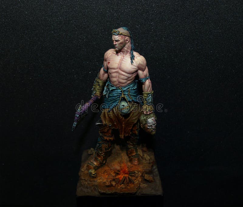 Lozza, a 75mm Barbarian Fantasy Miniature painted by me. This miniature has been painted with acrylics. Lozza, a 75mm Barbarian Fantasy Miniature painted by me. This miniature has been painted with acrylics.
