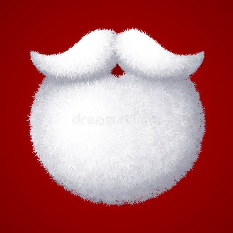 Barbe blanche de Santa Claus de vecteur réaliste d'isolement sur le fond rouge illustration libre de droits Barbe blanche de Santa Claus de vecteur réaliste d'isolement sur le fond rouge illustration libre de droits