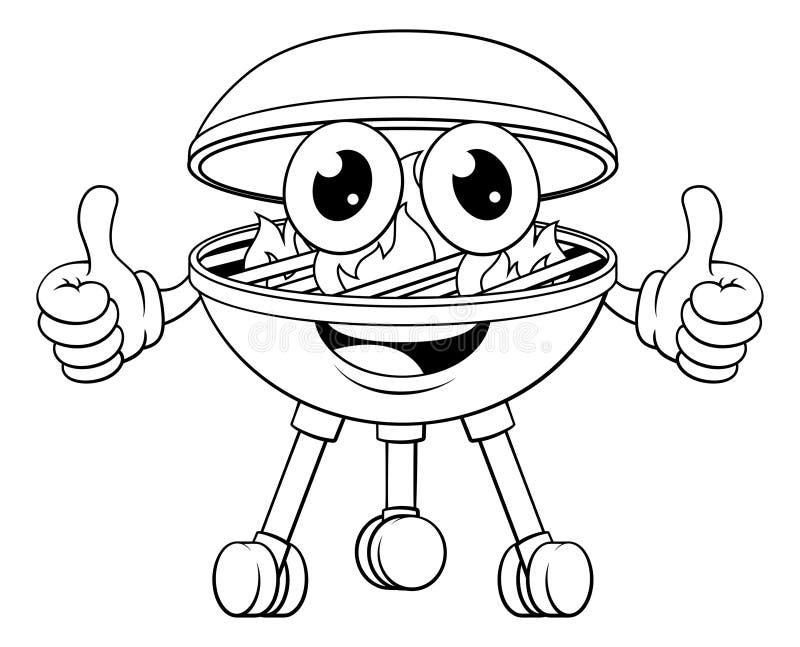 Grill Tecknad Maskot Kol BBQ Person vektor illustrationer