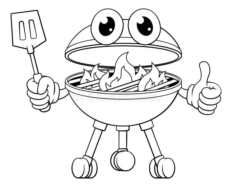 Barbecue cartoon mascot charcol Bq person royaltyfri illustrationer