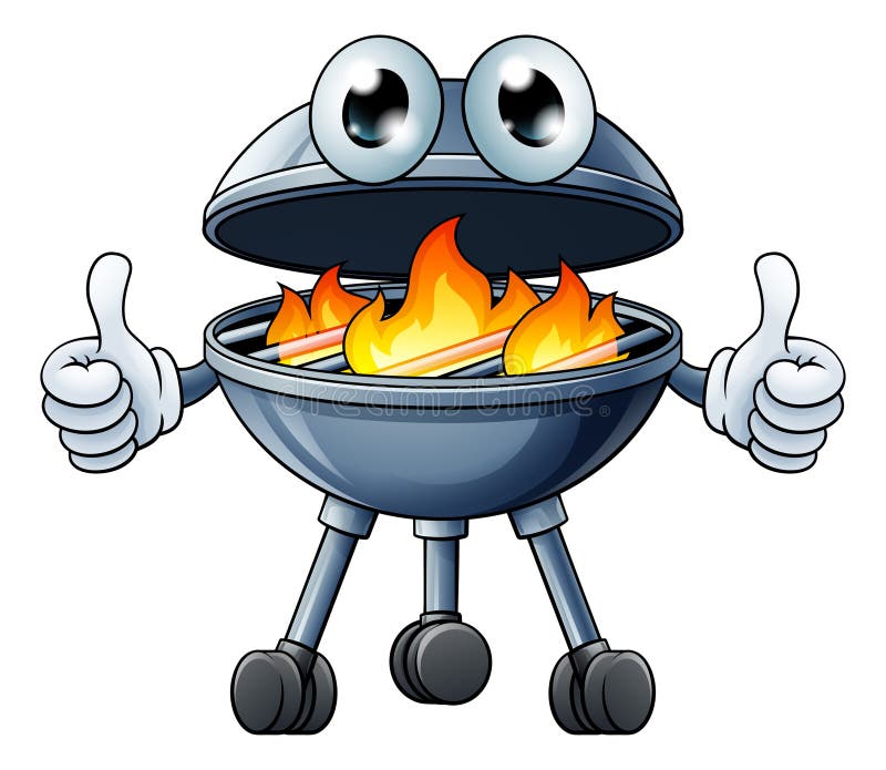 Grill tecknad maskot Kolgrill person vektor illustrationer