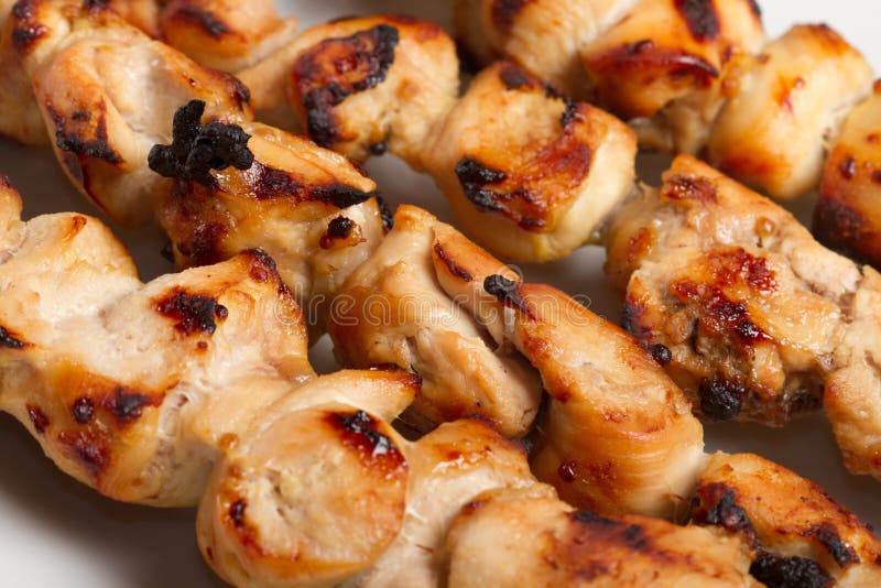 Barbecue Chicken Kebabs Skewers Stock Image Image of plate, chicken