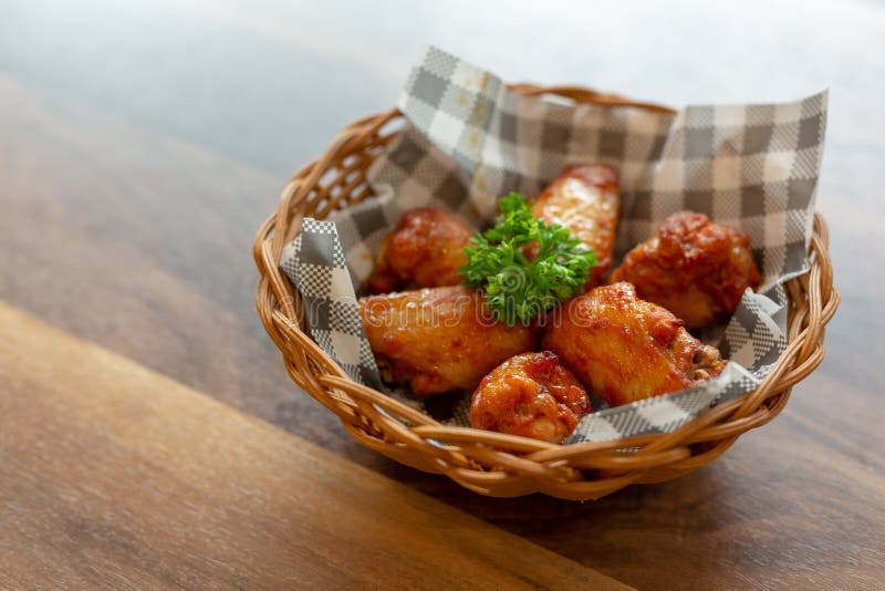 Barbecue Chicken Wings in the Basket Stock Photo Image of poultry