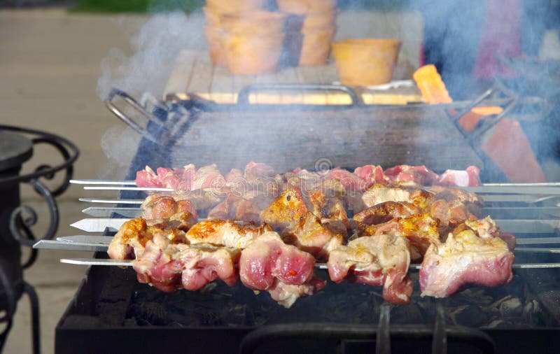 Barbecue cooked on fire stock photo. Image of restaurant 53432838
