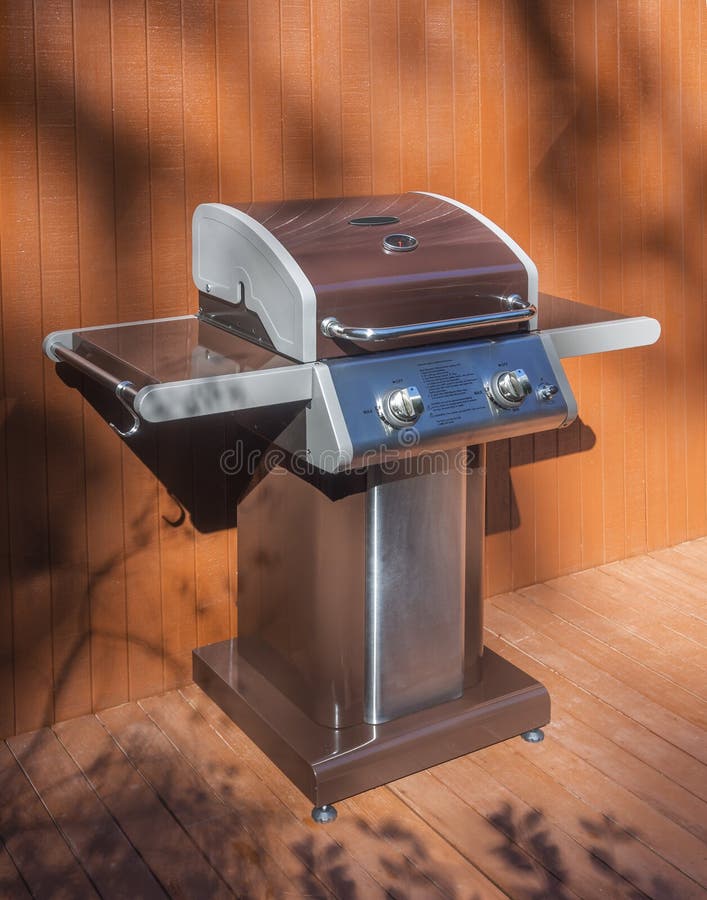 Gas grill on deck stock image. Image of nature, architecture 78231995