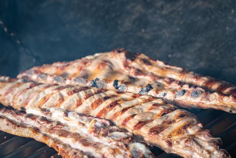 Barbecue Grill with Grilled Pork Ribs Stock Image Image of gourmet, meat 155018221