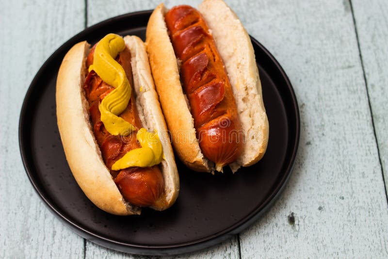 Barbecue Grilled Hot Dog with Mustard Stock Image Image of ready
