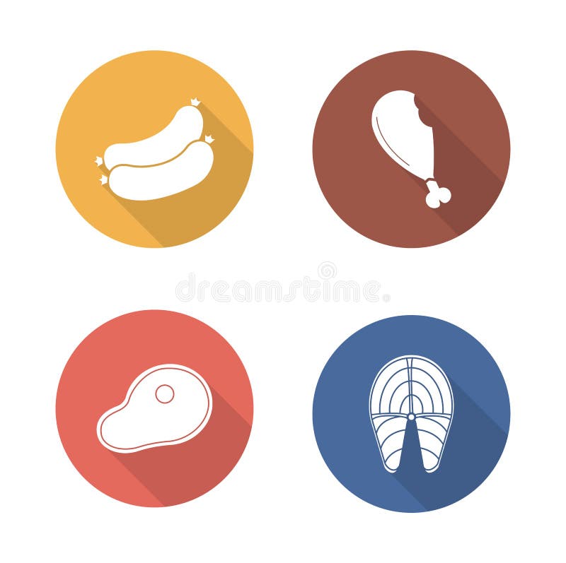 Barbecue meat flat design icons set vector illustration Barbecue meat flat design icons set vector illustration