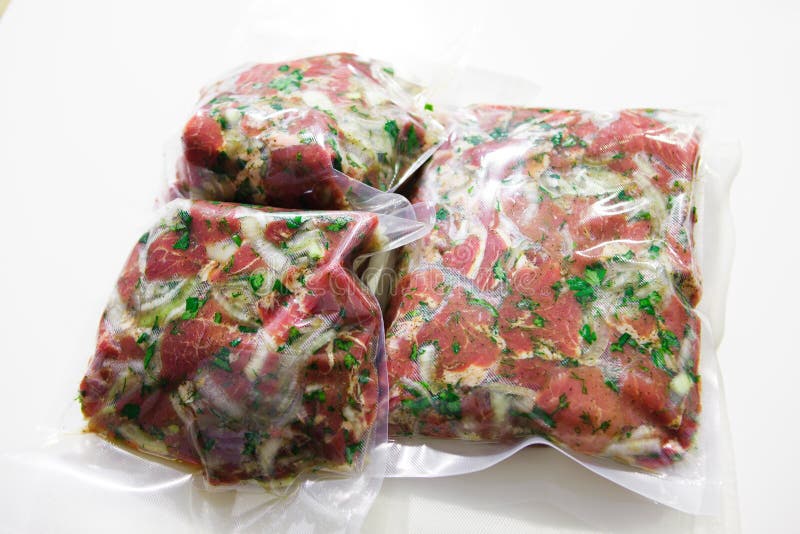 Barbecue Meat in Vacuum Marinade Bag Stock Photo Image of food