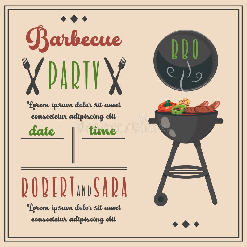 Barbecue Party Invitation BBQ Invite Template Stock Vector Barbecue Party Invitation BBQ Invite Template Stock Vector