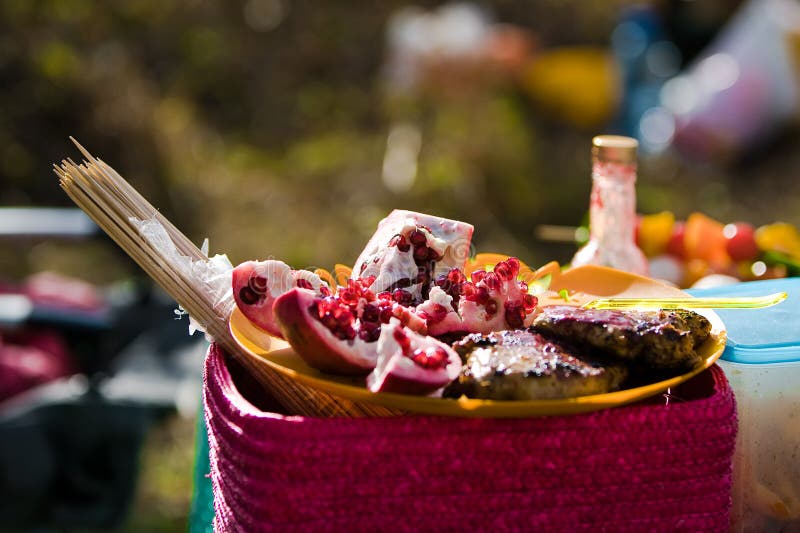 Barbecue with pomegranate