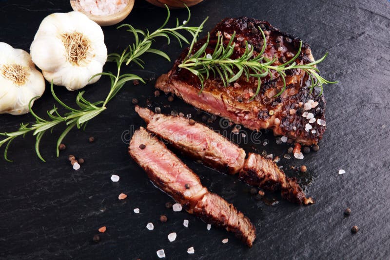 Barbecue Rib Eye Steak on Slate Slab - Dry Aged Wagyu Entrecote Steak ...