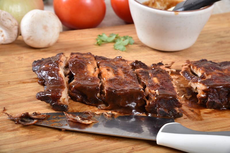 Barbecue Ribs on a Cutting Board Stock Photo Image of barbeue