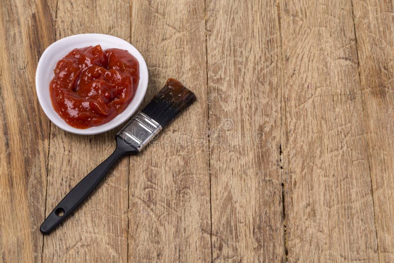 Barbecue Sauce with Basting Brush Stock Image Image of food, color