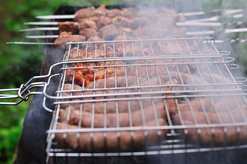 Barbecue in smoke