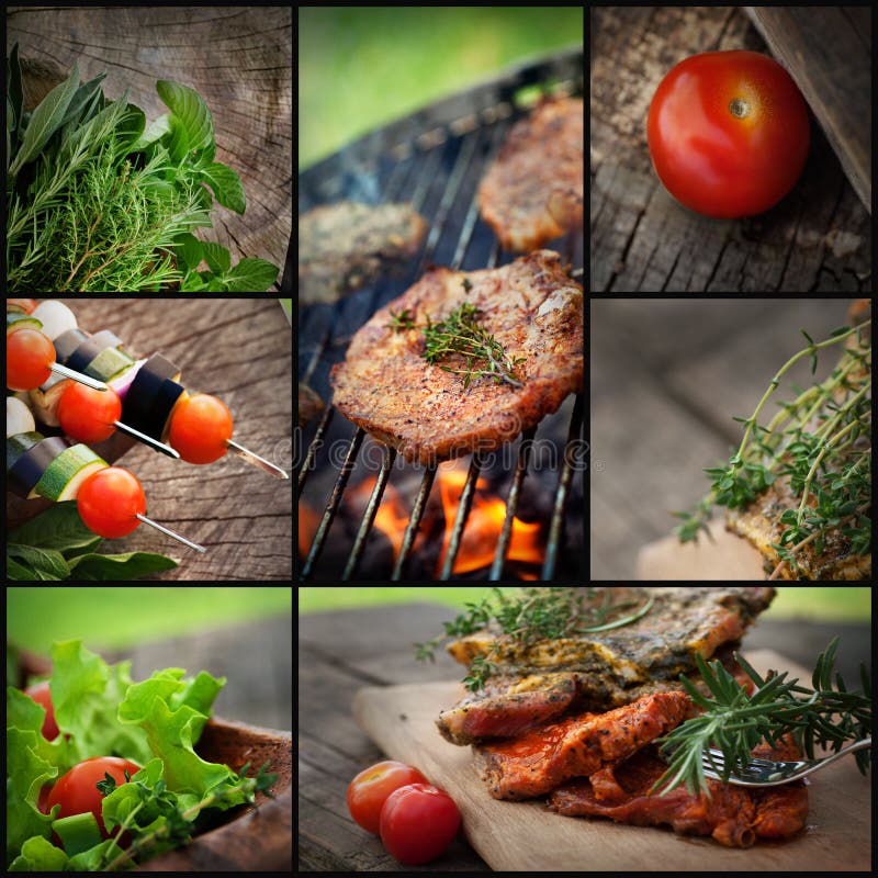 Barbecuebbq collage stock afbeelding Barbecuebbq collage stock afbeelding