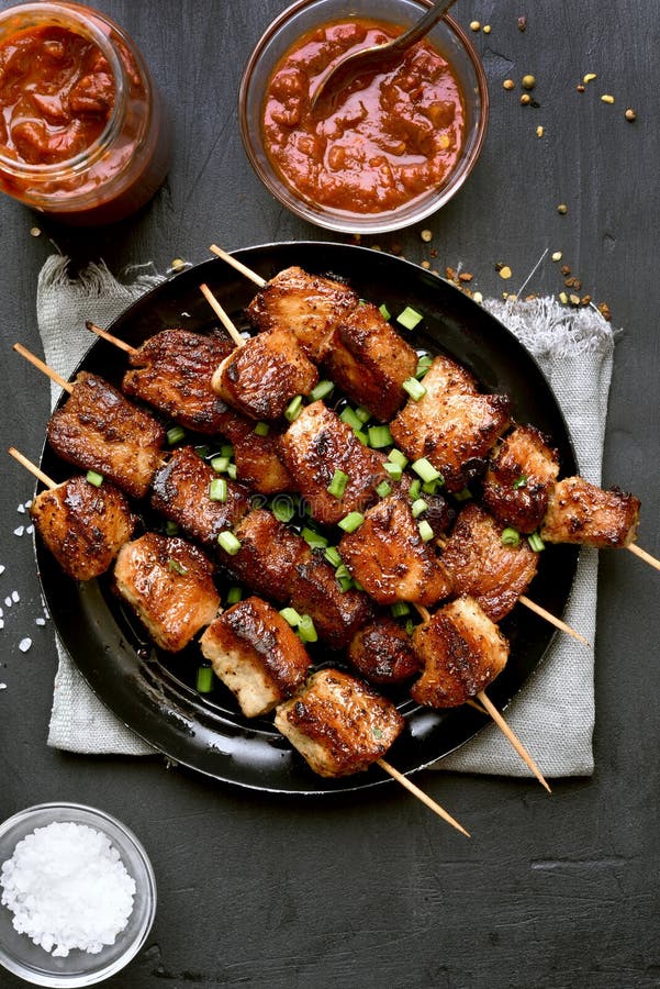 Pork Kebabs, Bbq Meat, Top View Stock Photo Image of country, cuisine