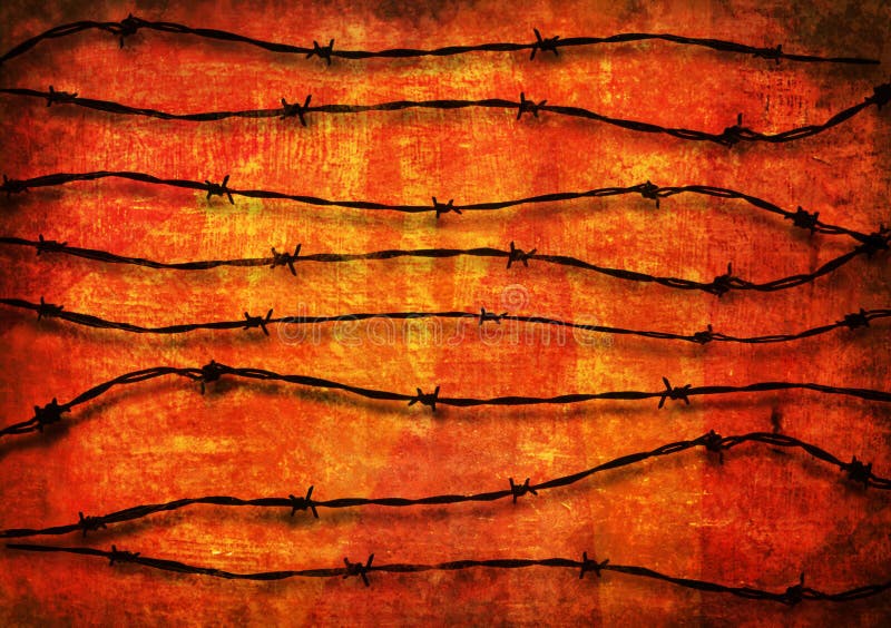 Barbed Wire Background Over Red Stock Image - Image of background