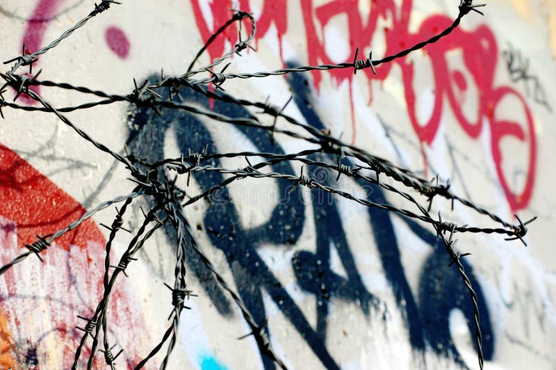 Barbed Wire at the Berlin Wall Stock Image - Image of reunification ...