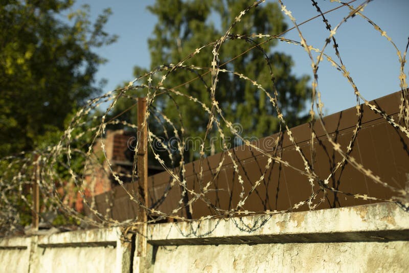 Barbed Wire on Fence. Old Fence Stock Image Image of boundary