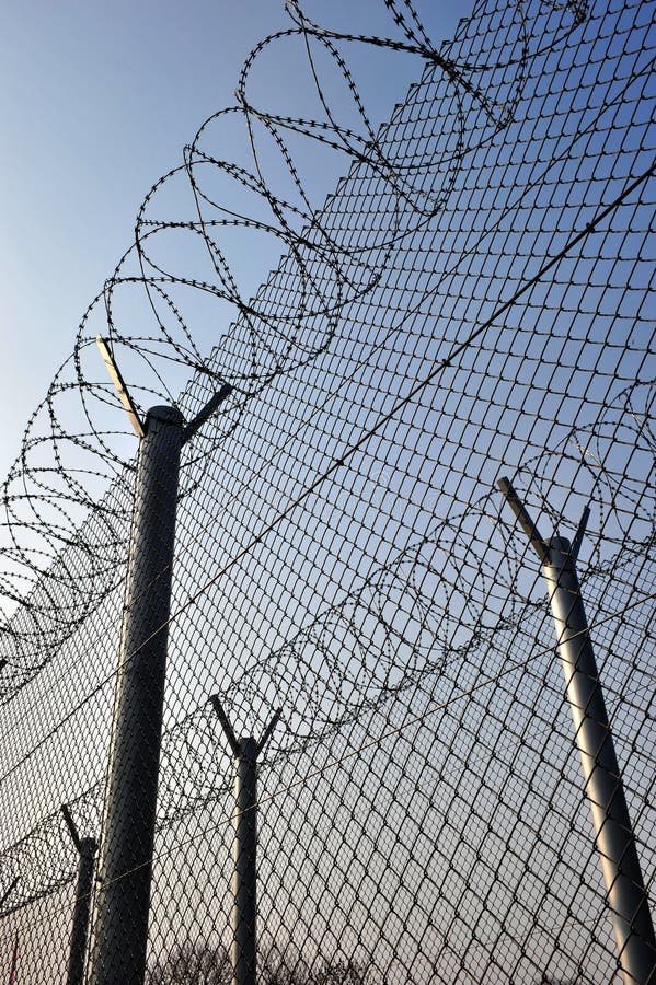 A Barbed Wire Fence with Razor Sharp Wires Stock Photo Image of