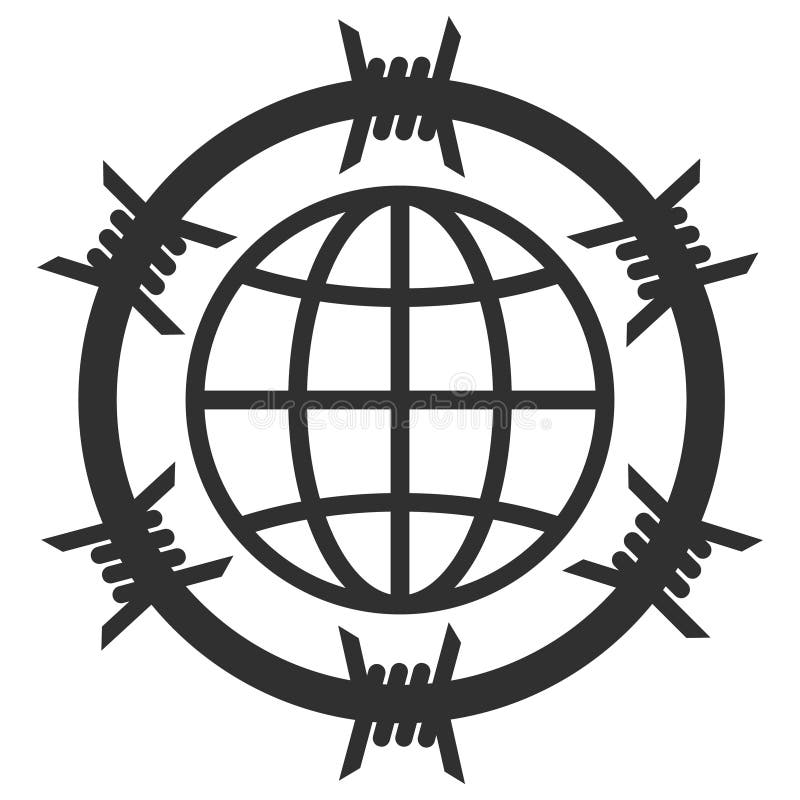 Barbed Wire Globe Raster Icon Flat Illustration Stock Illustration -  Illustration of lockdown, trap: 228753564