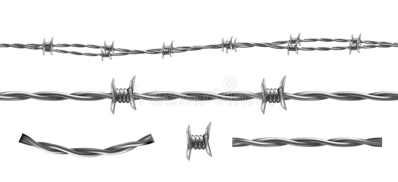 Vector barbed wire seamless pattern and parts vector illustration