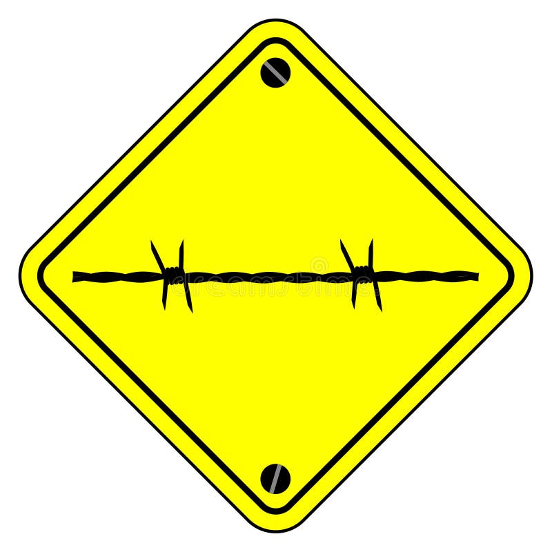 Barbed Wire Warning Sign stock illustration