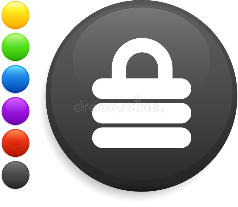 Barbell icon on round internet button vector illustration Barbell icon on round internet button vector illustration