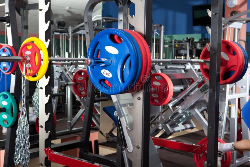 Barbells gym equipment stock image. Image of iron, health 30550177