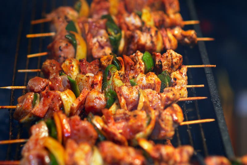 Kebabs on the grill. Barbeque. Roasted skewer grill stock images, royalty-free photos and pictures
