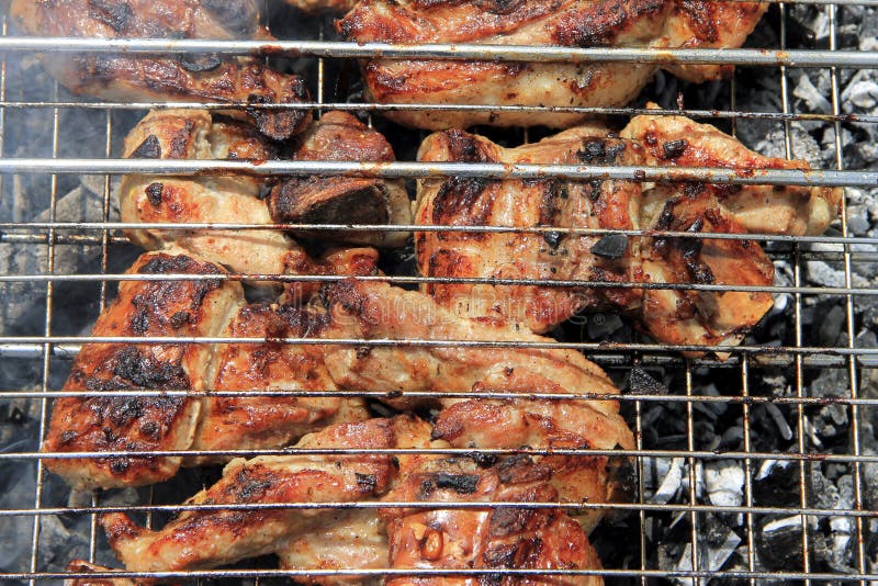 Barbeque Fried On The Bonfire And Coals stock photography Barbeque Fried On The Bonfire And Coals stock photography