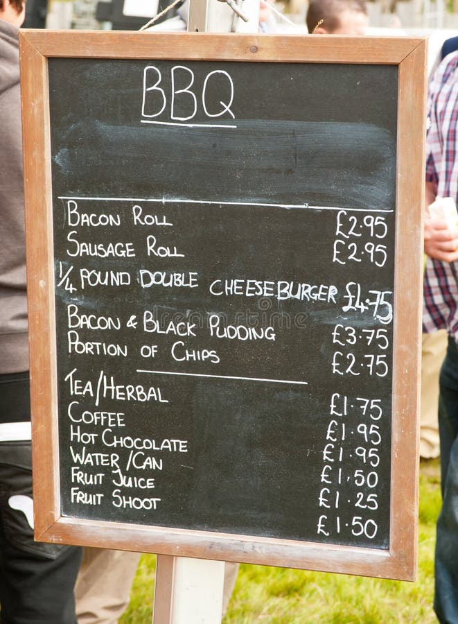 Barbeque Menu on Chalk Board Stock Image Image of quarter, chocolate