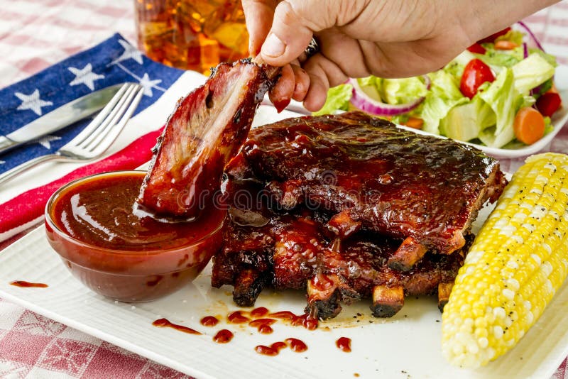 Barbeque Racks of Ribs with Sauce Stock Photo Image of crispy, picnic