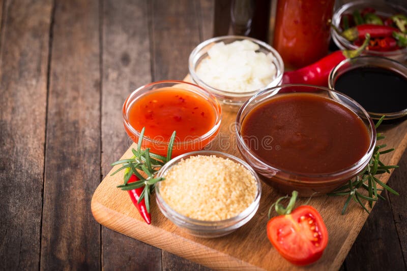 Barbeque Sauce with Ingredients on the Table Stock Photo Image of