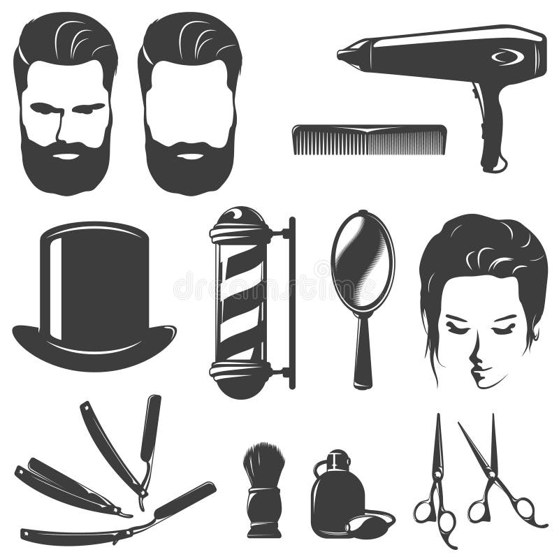 Barber Black White Vintage Icons-Satz