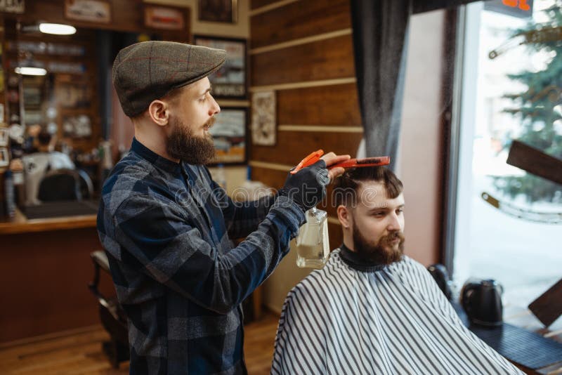 Barber with Comb and Clipper Makes a Haircut Stock Photo - Image of ...