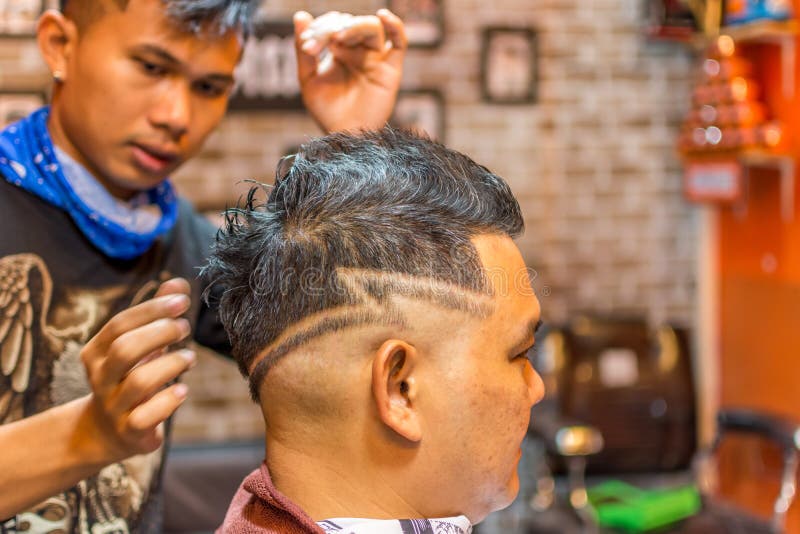 Barber Haircut a Customer at Barbershop Editorial Stock Image - Image of  fashion, hipster: 86395159